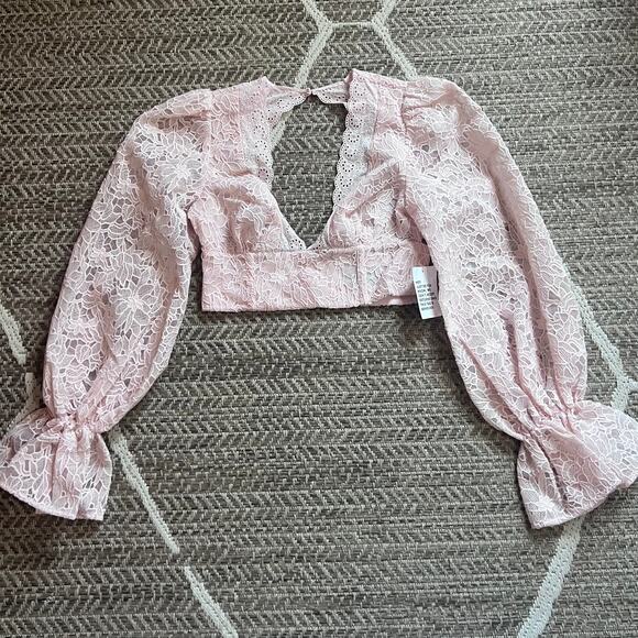 ASOS Luxe crochet sleeve crop top Sz 6 - Picture 1 of 6